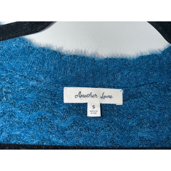 Women's Another Love Teal Fuzzy Soft Puff Sleeve Cardigan Sweater Size S - Picture 5 of 7